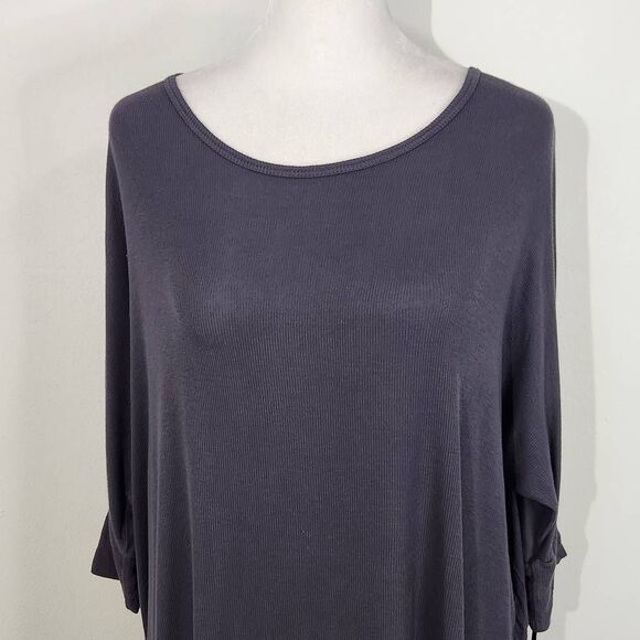 Michael Lauren Dark Gray Ribbed Knit Layered Back Tunic NWT Size XS - Picture 2 of 11